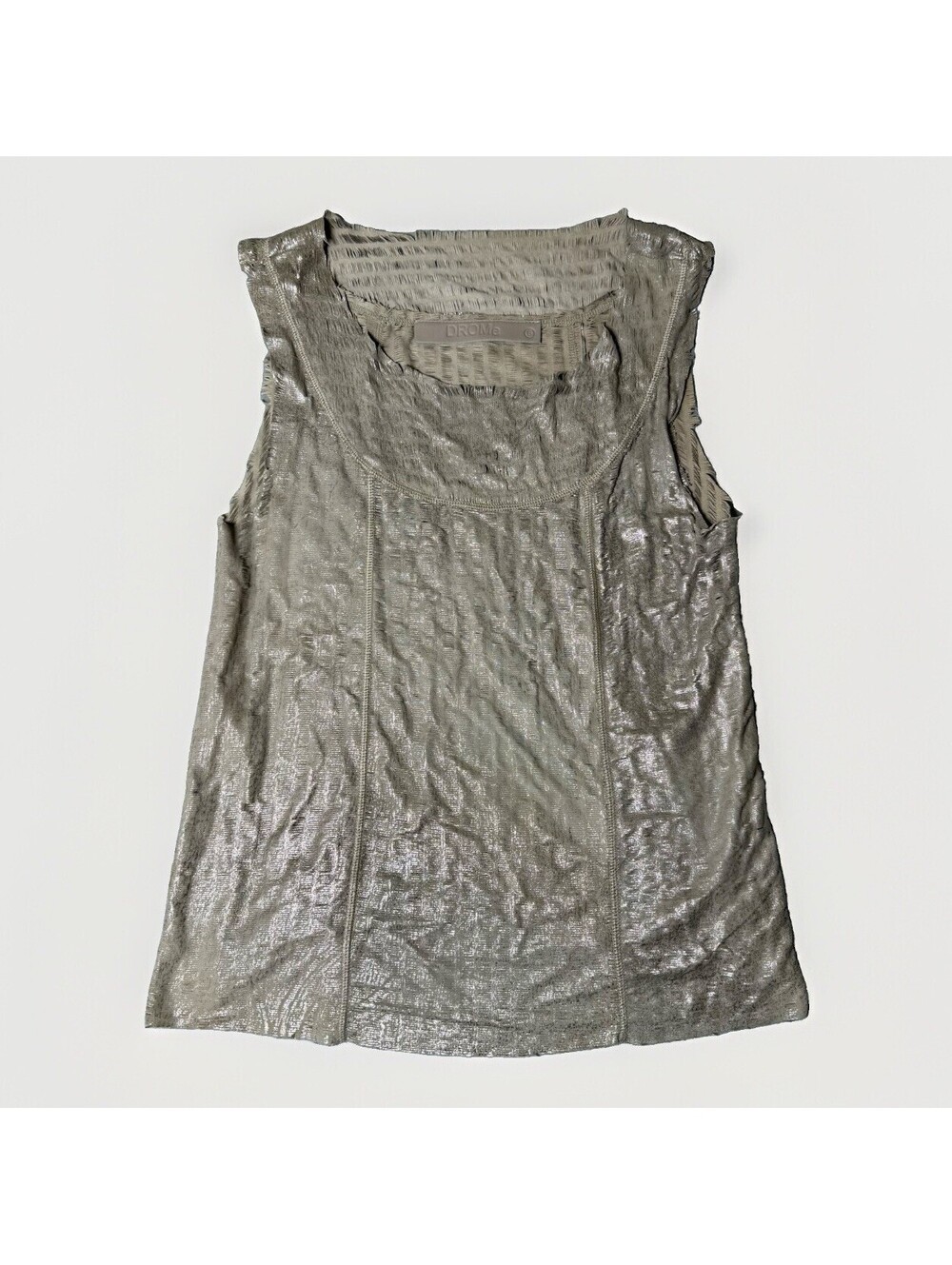 DROMe Women's Sleeveless Pelle Leather Top Small Tan Pullover Distressed Boho S